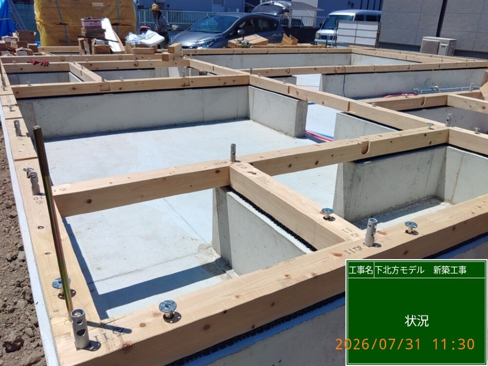 下北方モデルハウス　土台工事 基礎パッキン