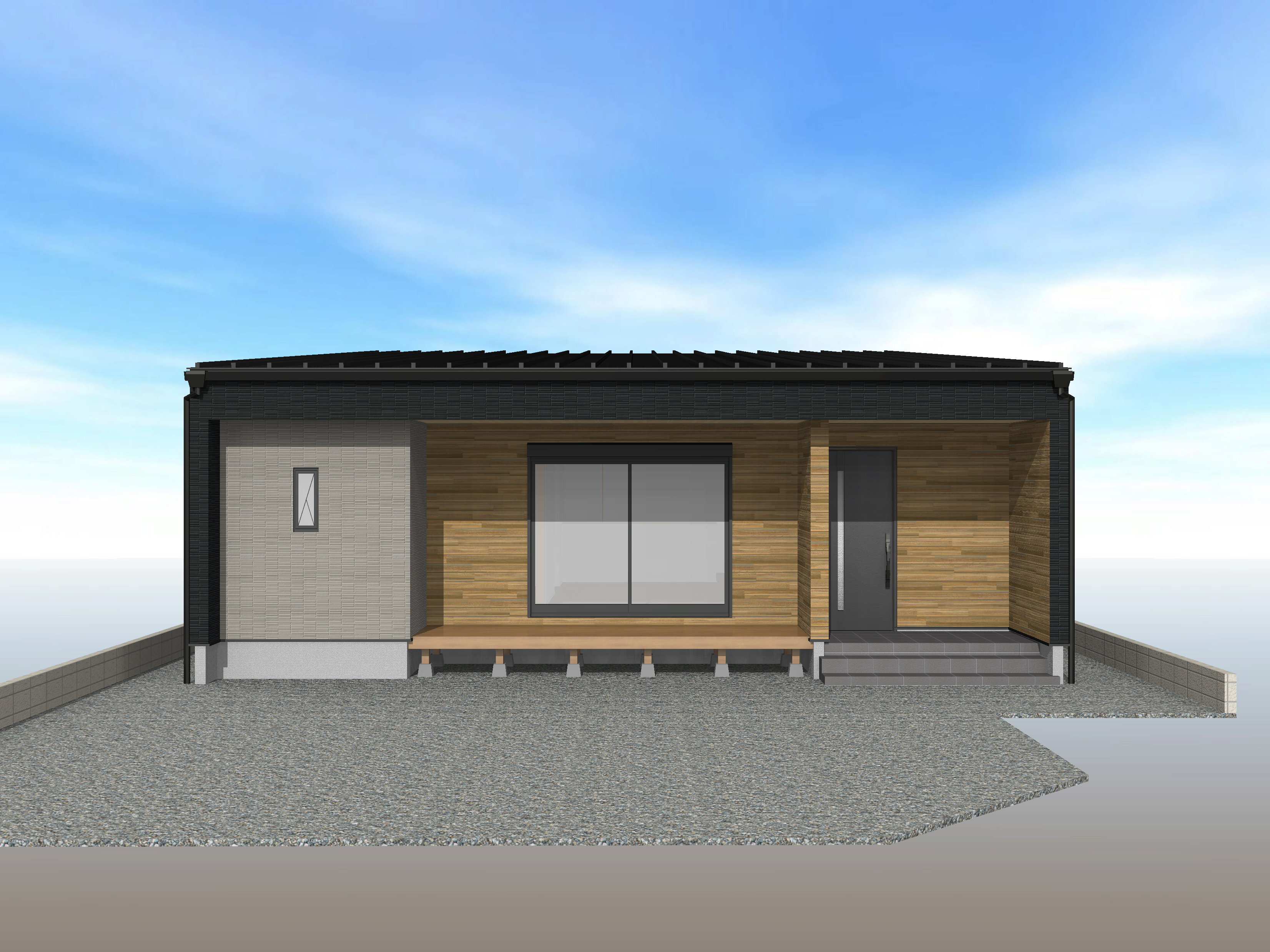 木と暮らす、軒の深い平屋。